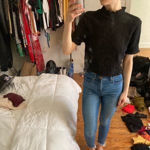 Cropped black turtle neck